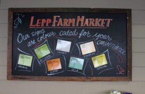10. Lepp Farm Market Color-Coded Signs 