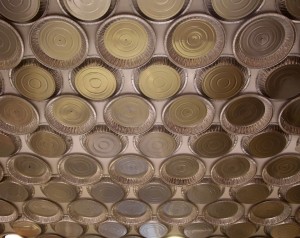 5. Tin-Pie-Pans Ceiling Decor At Krause Berry Farms