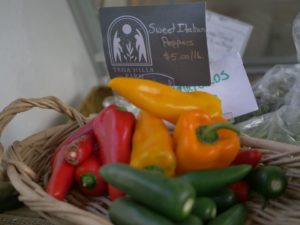 Sweet Italian peppers at a farmers market